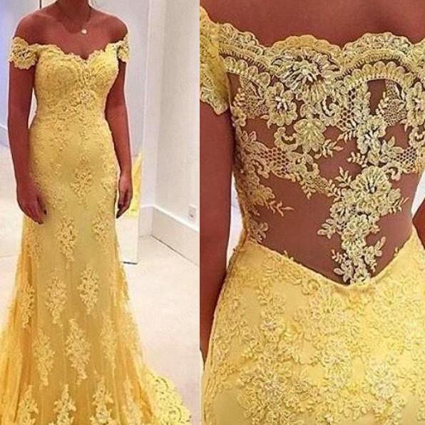 Amazing Yellow Mermaid Long Prom Dress
