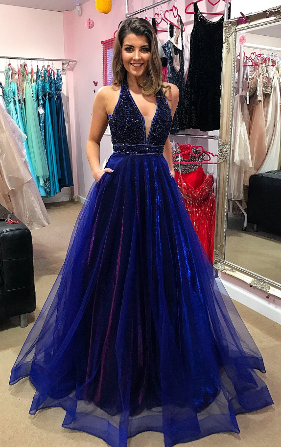 New Charming Prom Dress, Beaded Tulle Prom Dresses, Sexy Prom Gowns ...