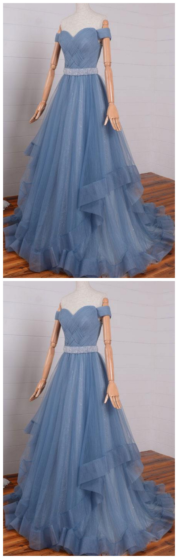 Tulle Long Off Shoulder Long Prom Dress, Tulle Evening Dress on Luulla