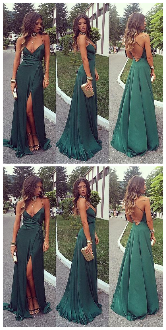 Dark Green Backless Maxi Dress，prom Dresses，evening Dress. on Luulla